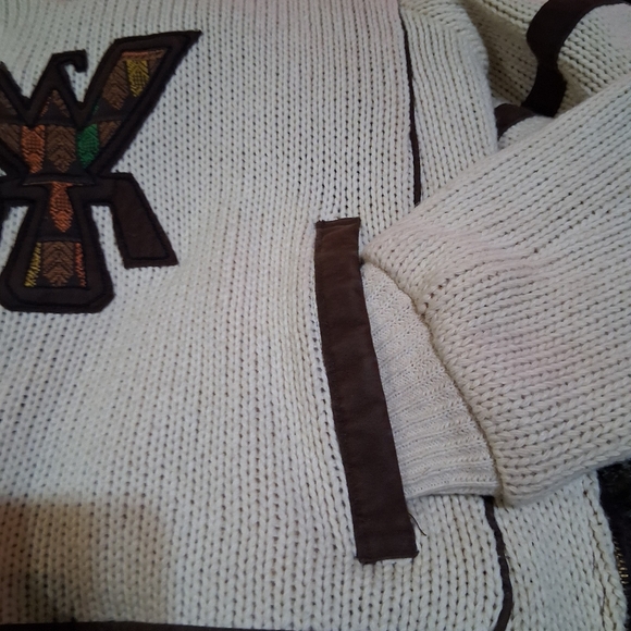 Men's Cream and Brown Crewneck Sweater